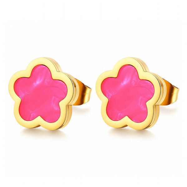 "Flowers" Earrings, 18K Gold Plated Steel